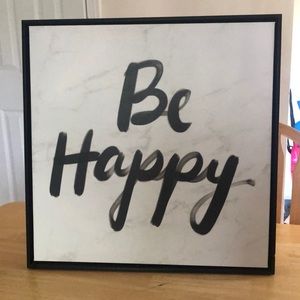 Be happy granite framed canvas wall art